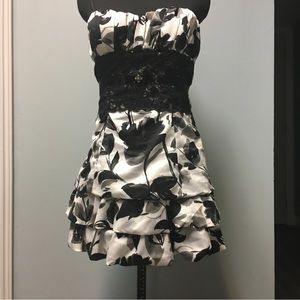 Black and white layered cocktail dress